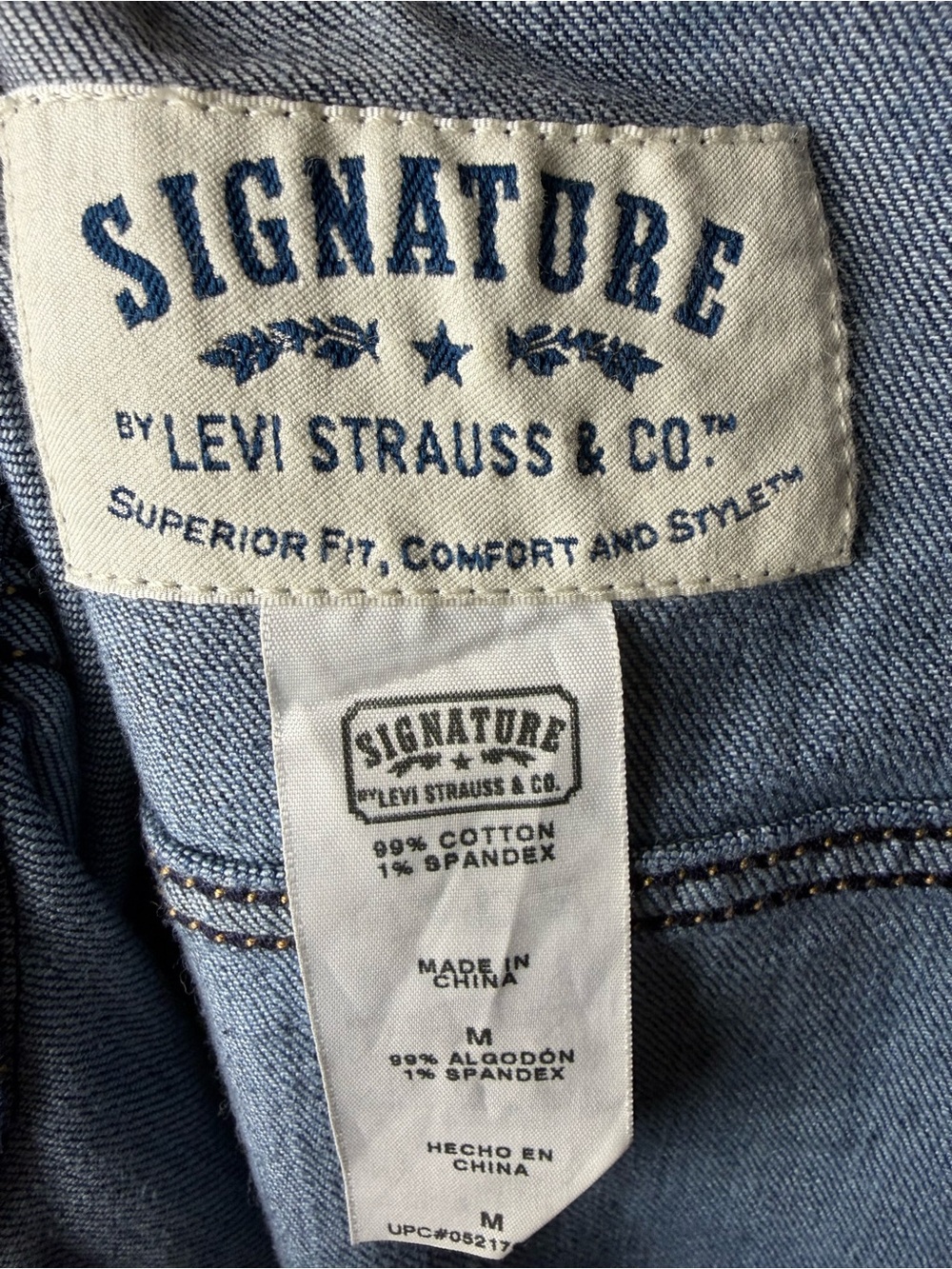 Levi Strauss Signature Denim Trucker Jacket Medium Wash Stretch M - Picture 7 of 9